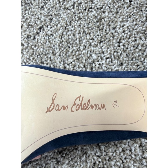 Sam Edelman Navy Blue Suede Round Toe Block Heel Pumps Womens 7.5 M - Picture 7 of 7